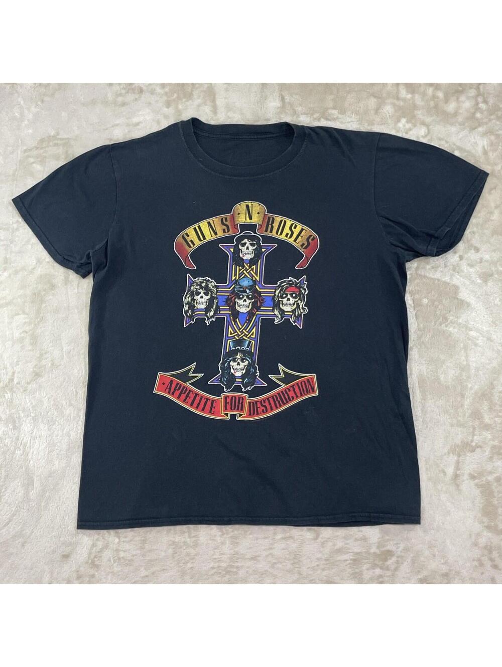 Guns N Roses T Shirt M Black ~ Appetite For Destruction ~ 1987 UK Tour (No Tags)